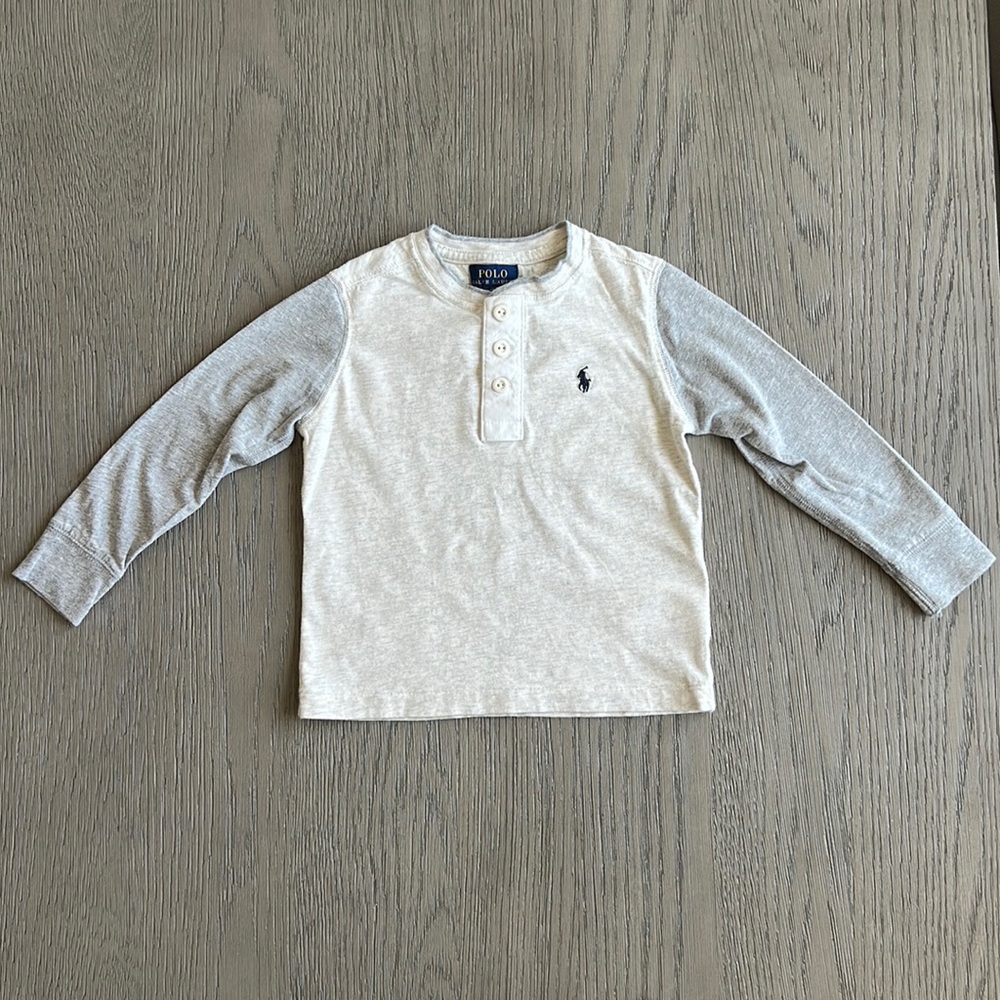 RALPH LAUREN POLO KIDS 2-TONE W/BUTTONS LONG SLEEVE SHIRT